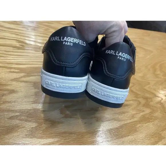Karl Lagerfeld Sneakers Women's 8.5 Black Leather Lace Up Low Comfort Shoes S35 - Picture 4 of 8